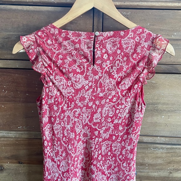 INC 100% Silk Floral Ruffled Sleeveless Lined Dress - Red Poppy - 4P  NWT - Picture 2 of 7